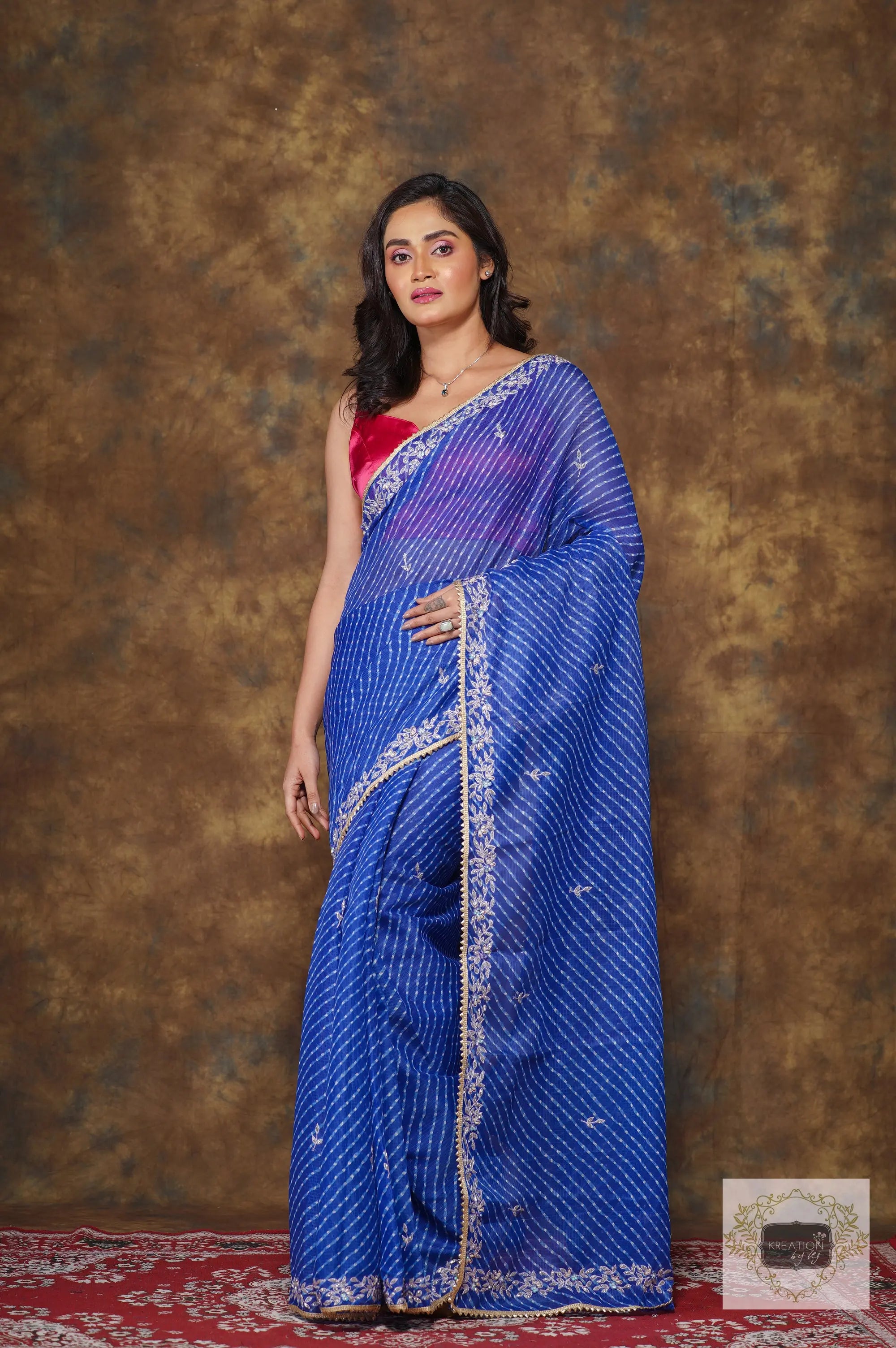 BD1 - Maroon Leheriya Sari main image 1