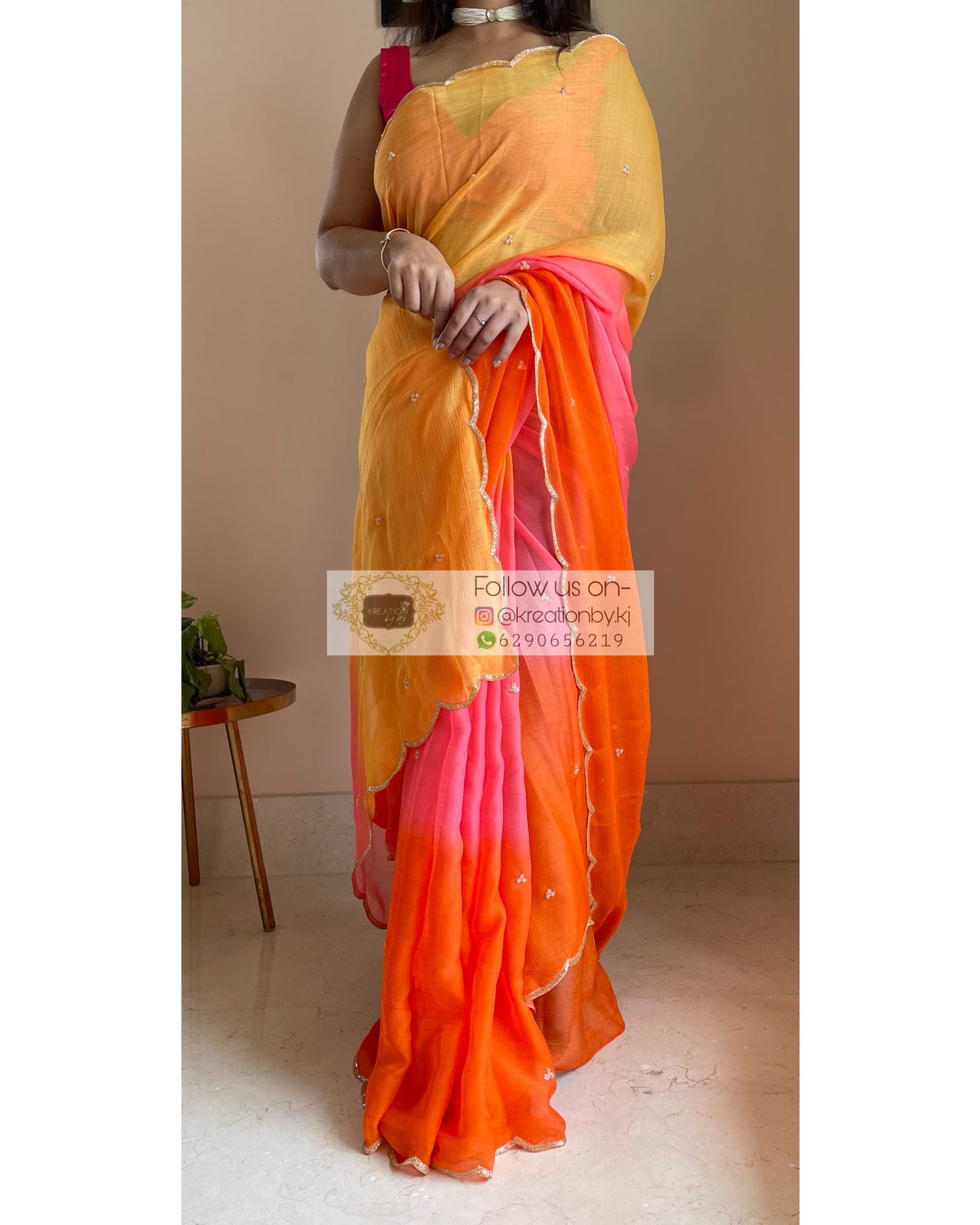 FantaStic Ombré Saree with Handembroidered Scalloping