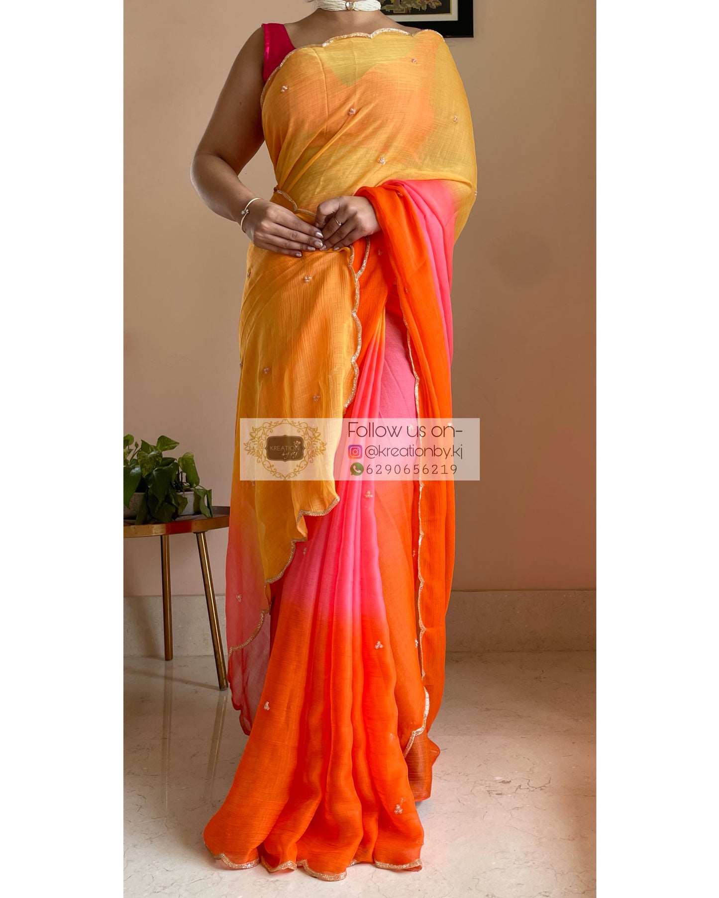 FantaStic Ombré Saree with Handembroidered Scalloping