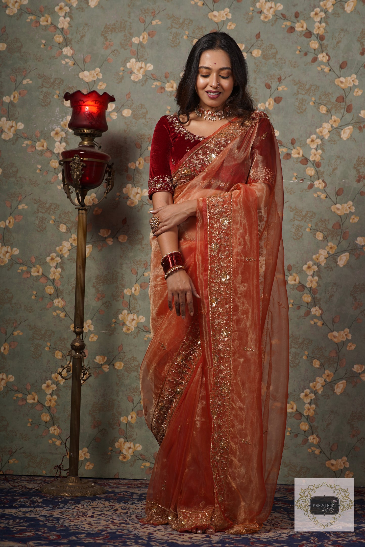 Marigold Glass Tissue Anaya Saree