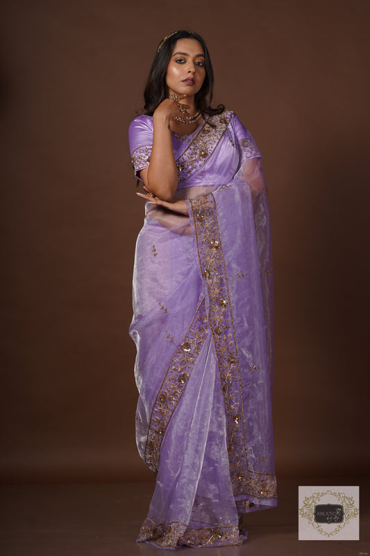 Lavender Glass Tissue Anaya Saree