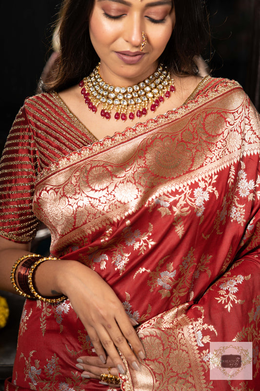 Maroon Banarasi Bridal Saree