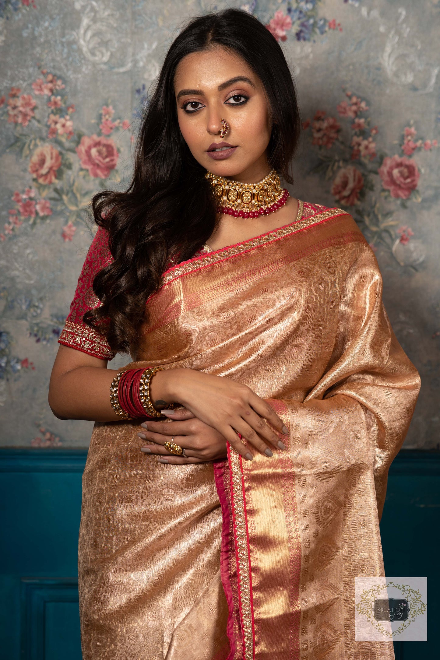 Gold and Pink Tissue Banarasi Saree