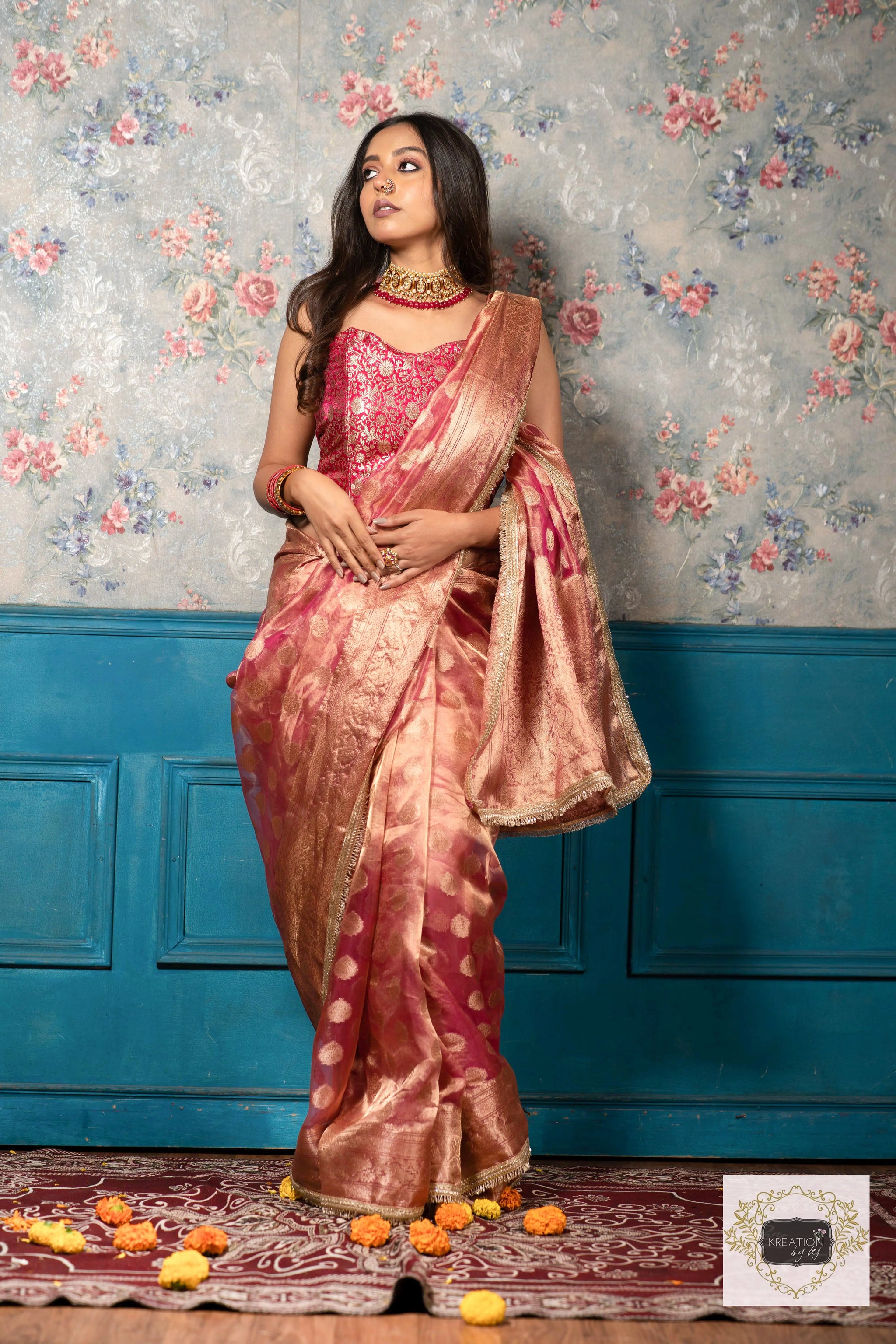 Gorgeous Beige Tissue Zari Party Wear Designer Saree main image 0