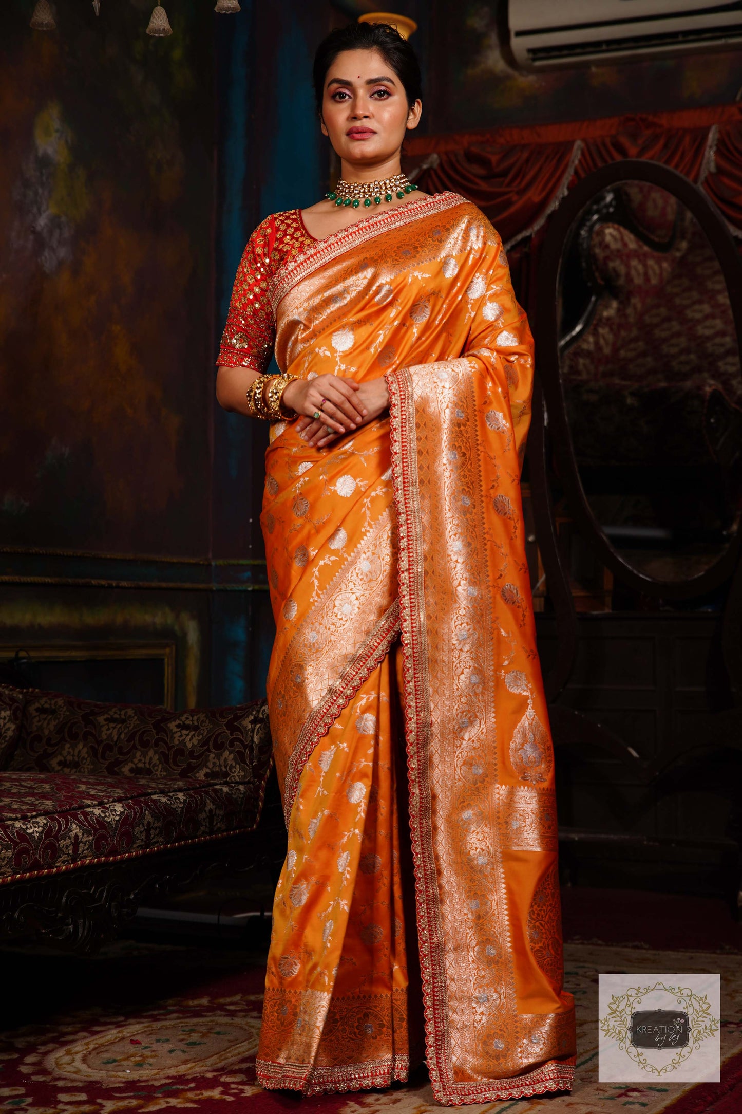 Yellow Kataan Banarasi Saree with Handembroidered Blouse Piece
