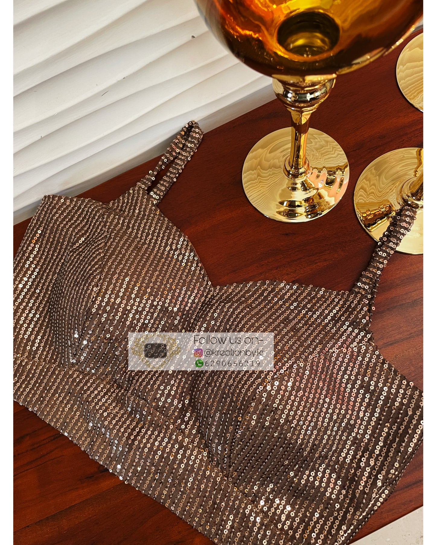 Chocolate Sequins Strappy Blouse