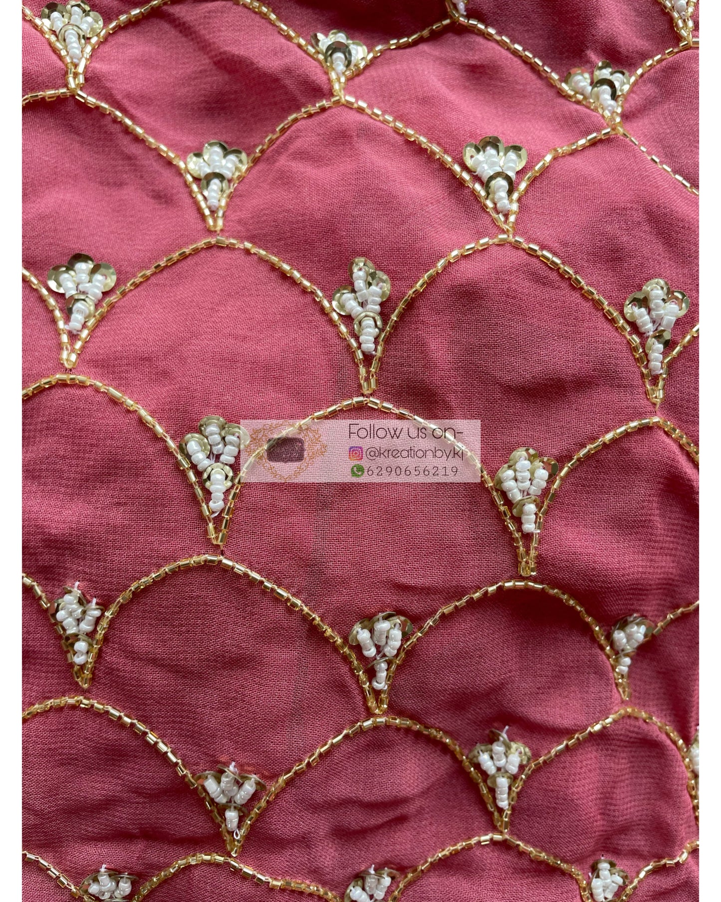 Pink Mehraab Cutdana Jaal Saree - kreationbykj