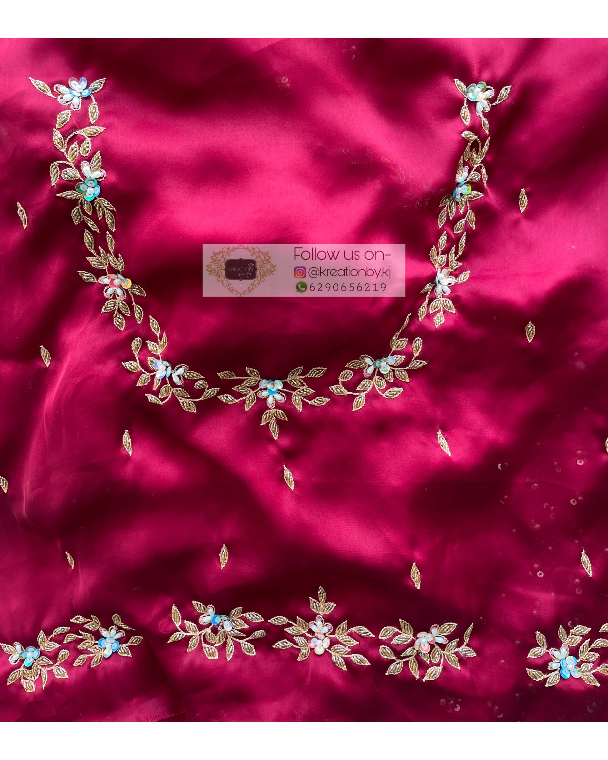 Maroon Crepe Silk Badan pe Sitare - kreationbykj