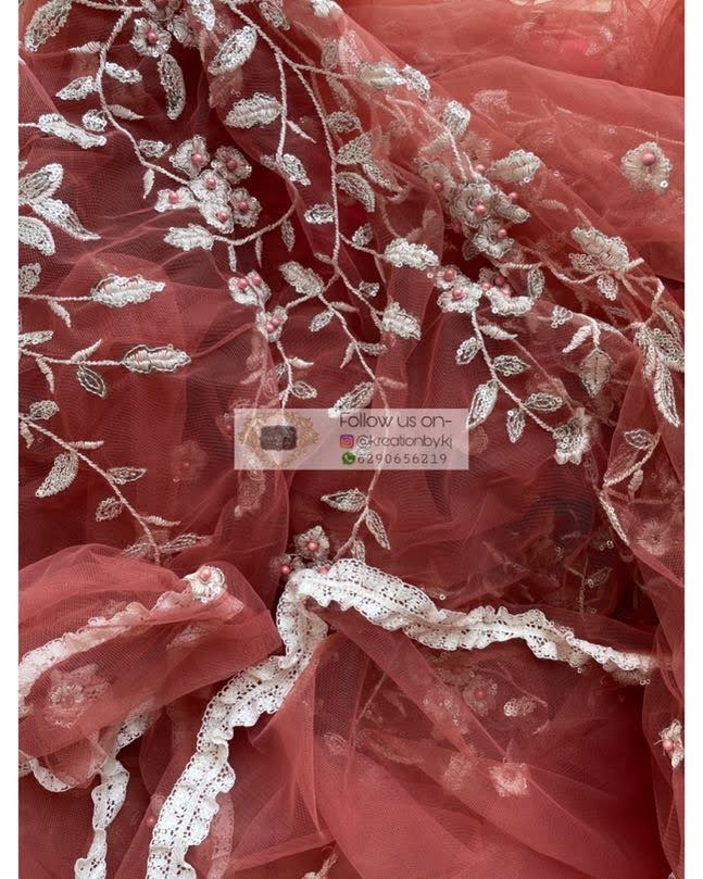 Pink Blossom Net Saree - kreationbykj