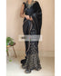 Black Velvet And Net Embellished Saree - kreationbykj