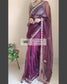 Purple Wine Glass Tissue Saree With Gota Patti Border - kreationbykj