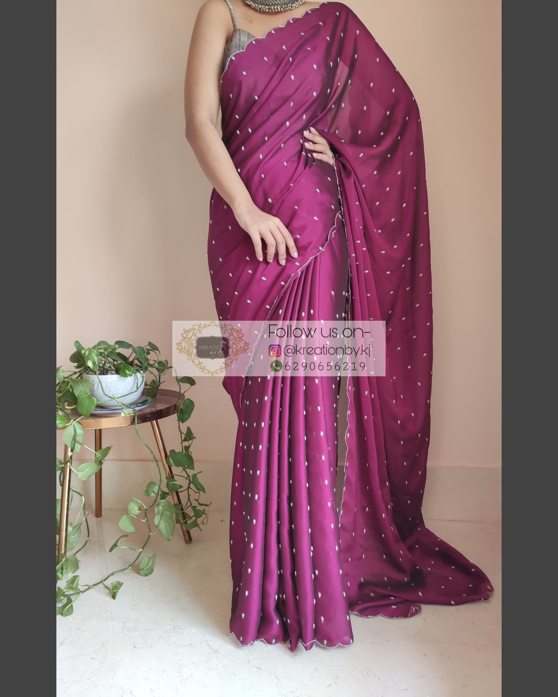 Wonderful Violet - Red Embroidered Cutwork Tussar Silk Saree – WeaversIndia