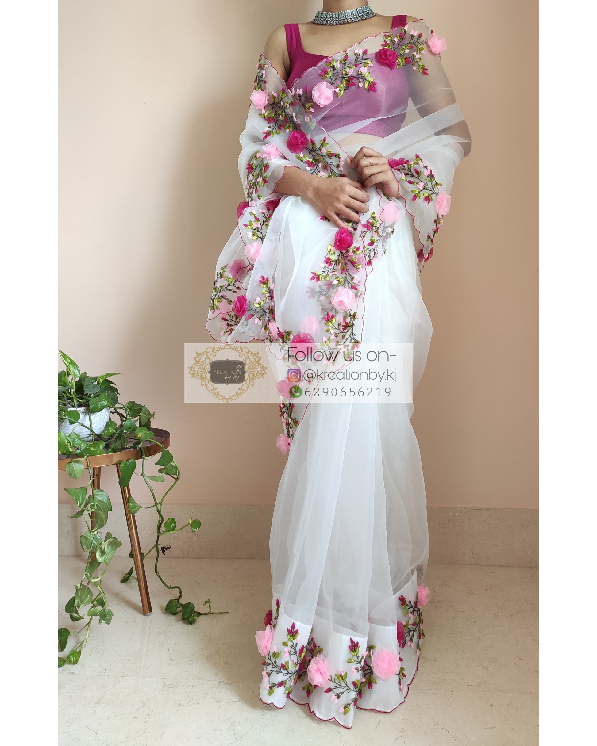 Buy White Floral Print Saree online-Karagiri