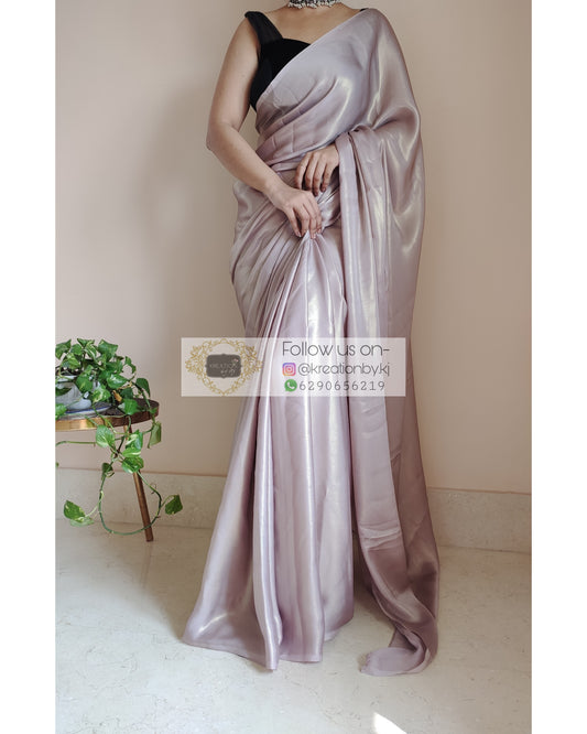 Lilac Shimmer Satin Saree - kreationbykj