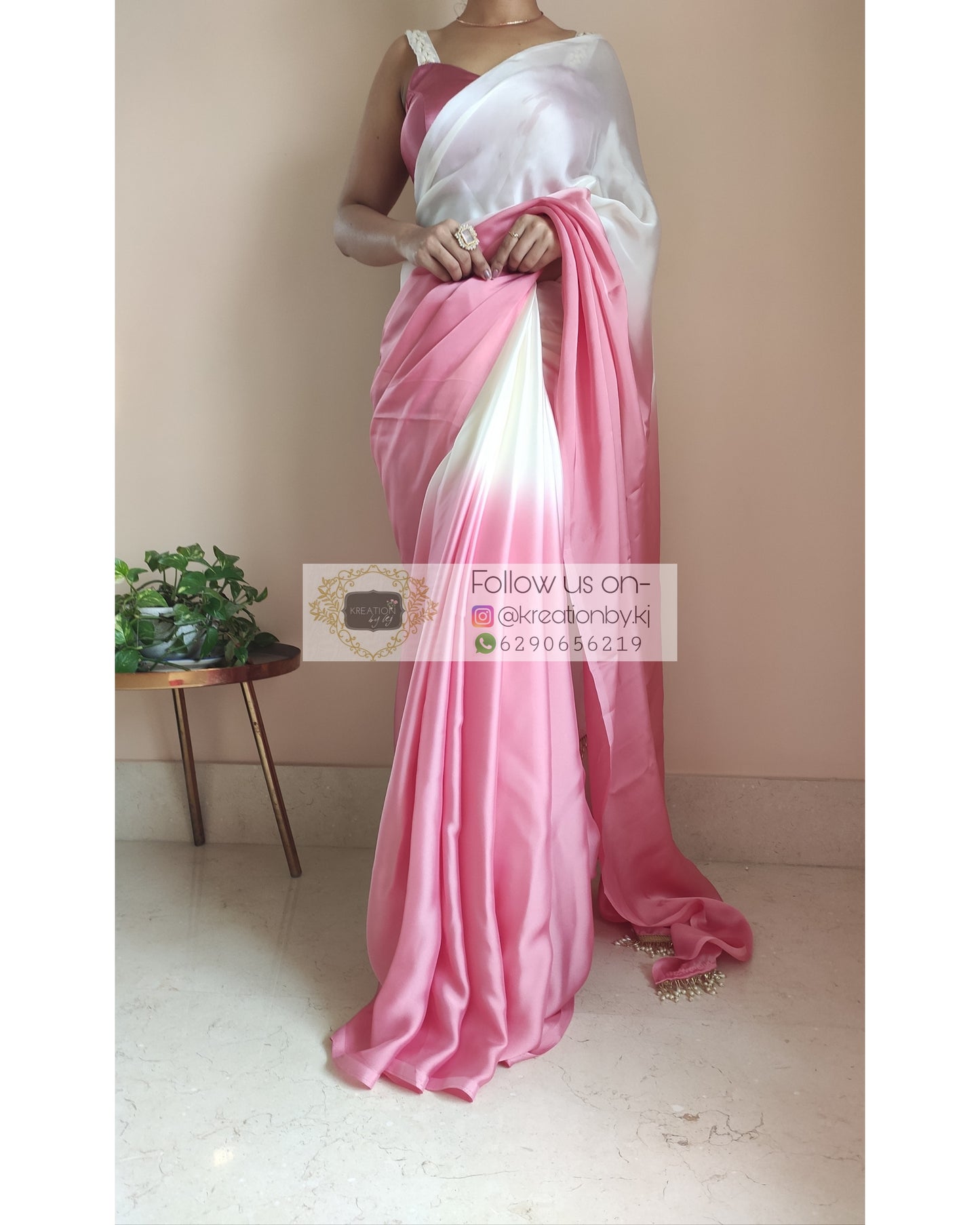 Two-in-One Ombré Crepe Silk Saree - kreationbykj