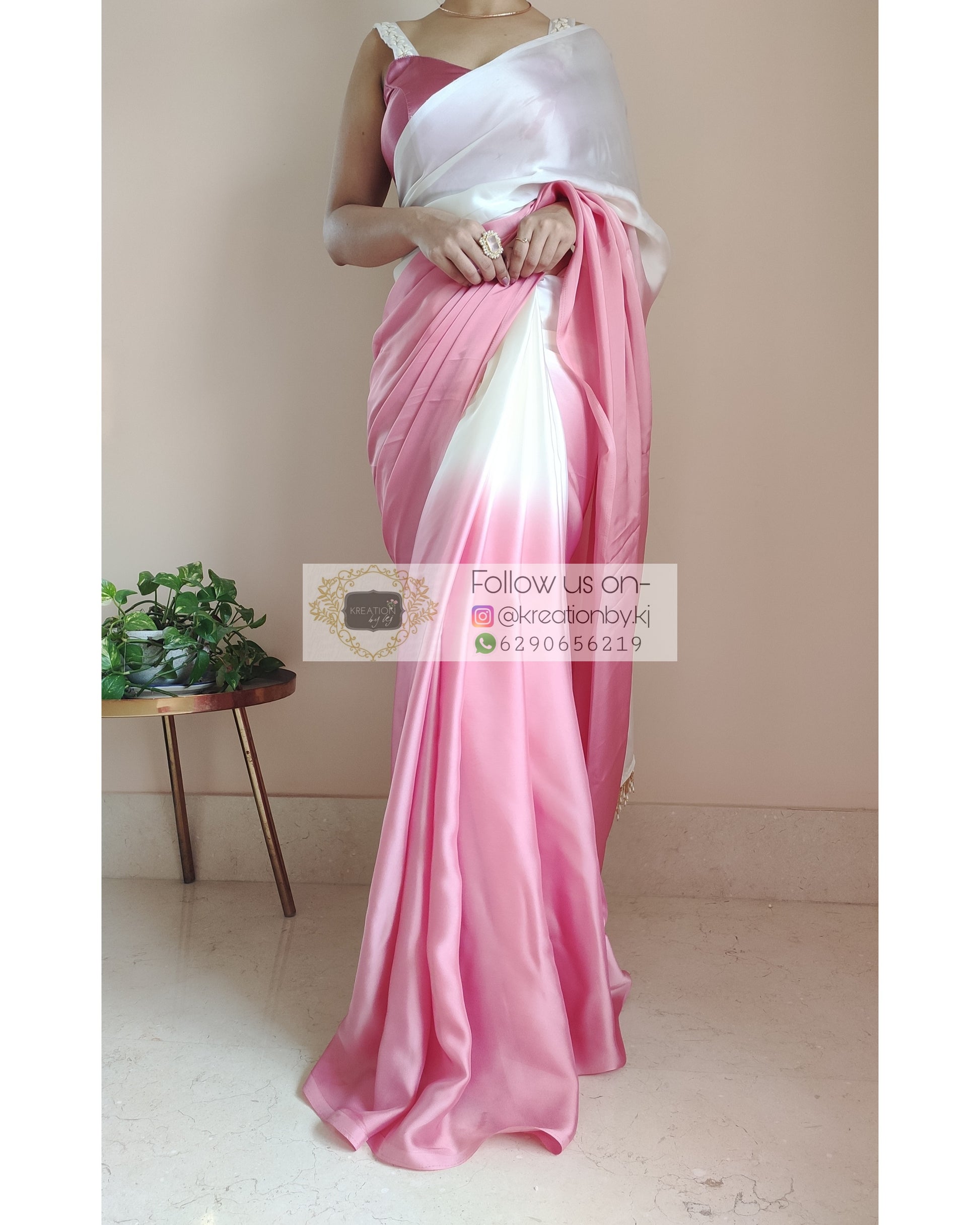 Two-in-One Ombré Crepe Silk Saree - kreationbykj