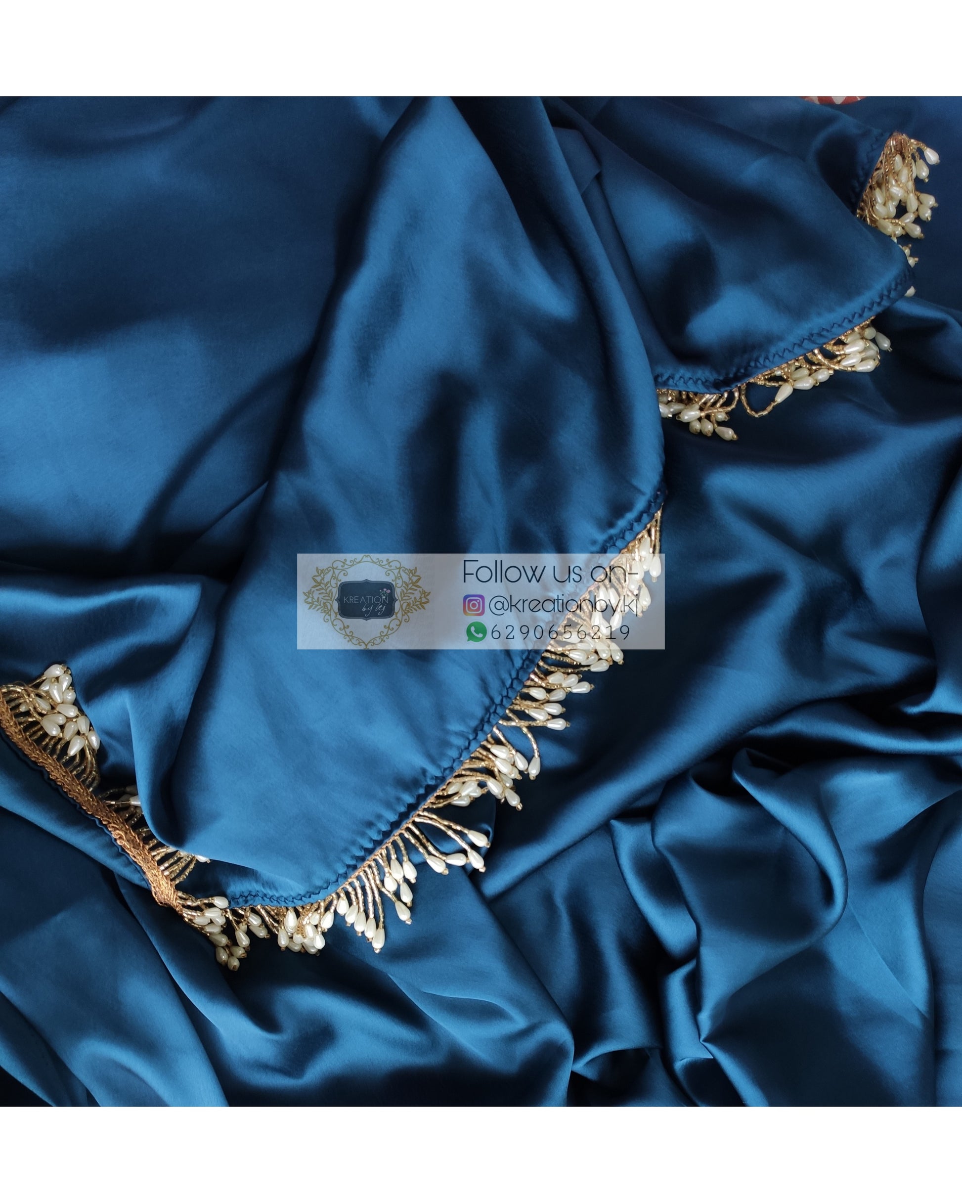 Cobalt Blue Satin Silk Saree With Handmade Tassels On Pallu - kreationbykj