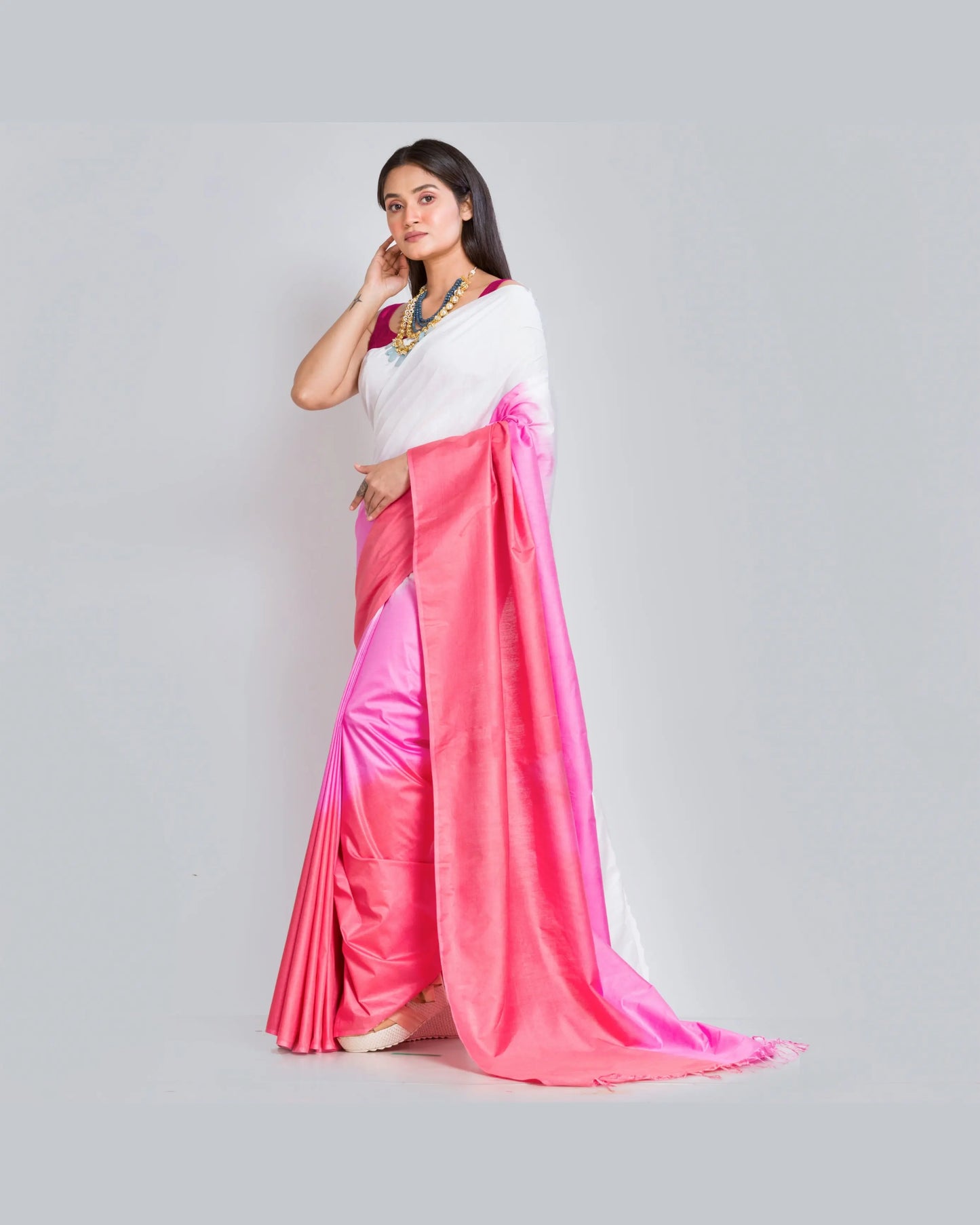 Pink Ombré Rayon Saree – kreationbykj