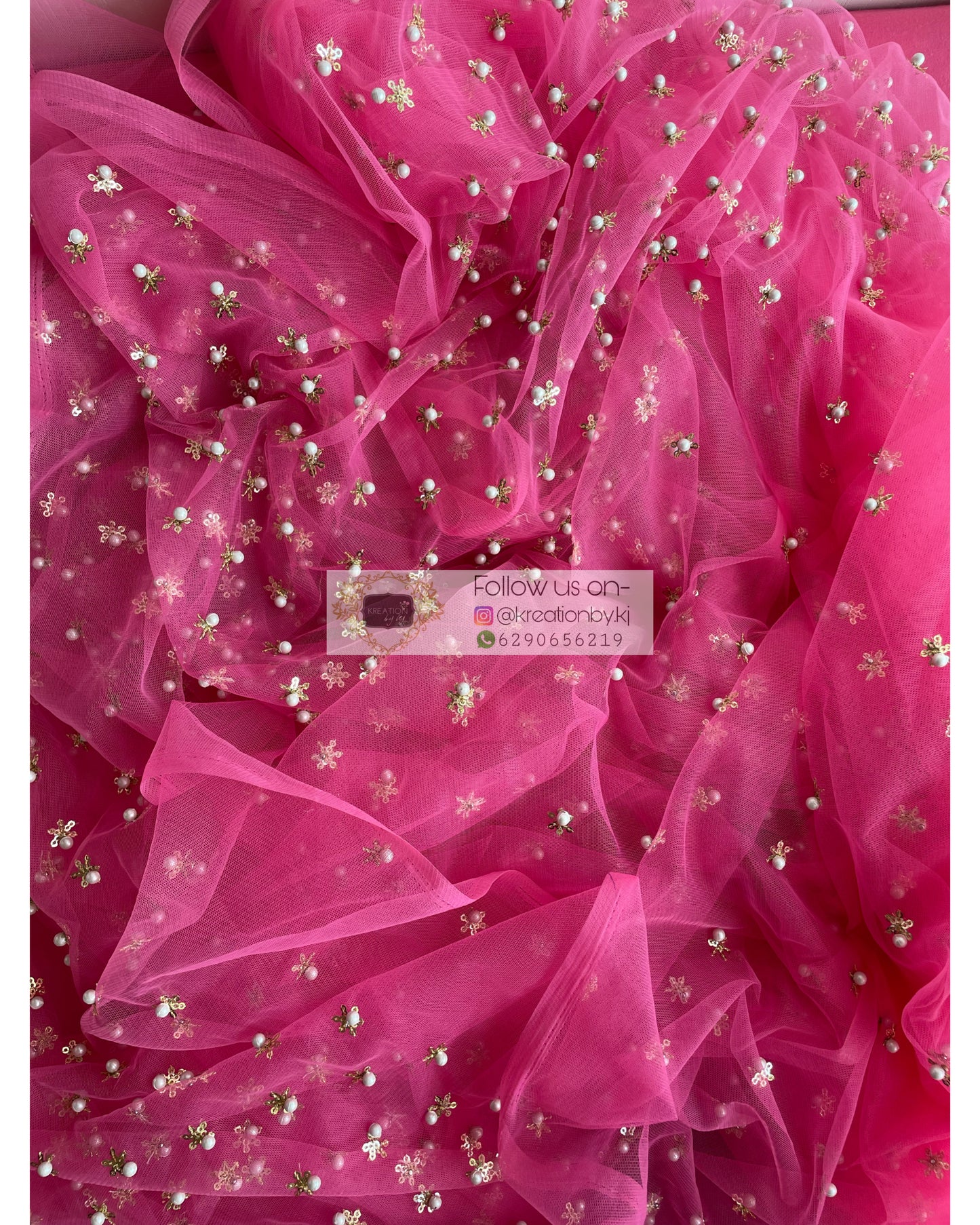 Jugnoo Pink Net Saree - kreationbykj