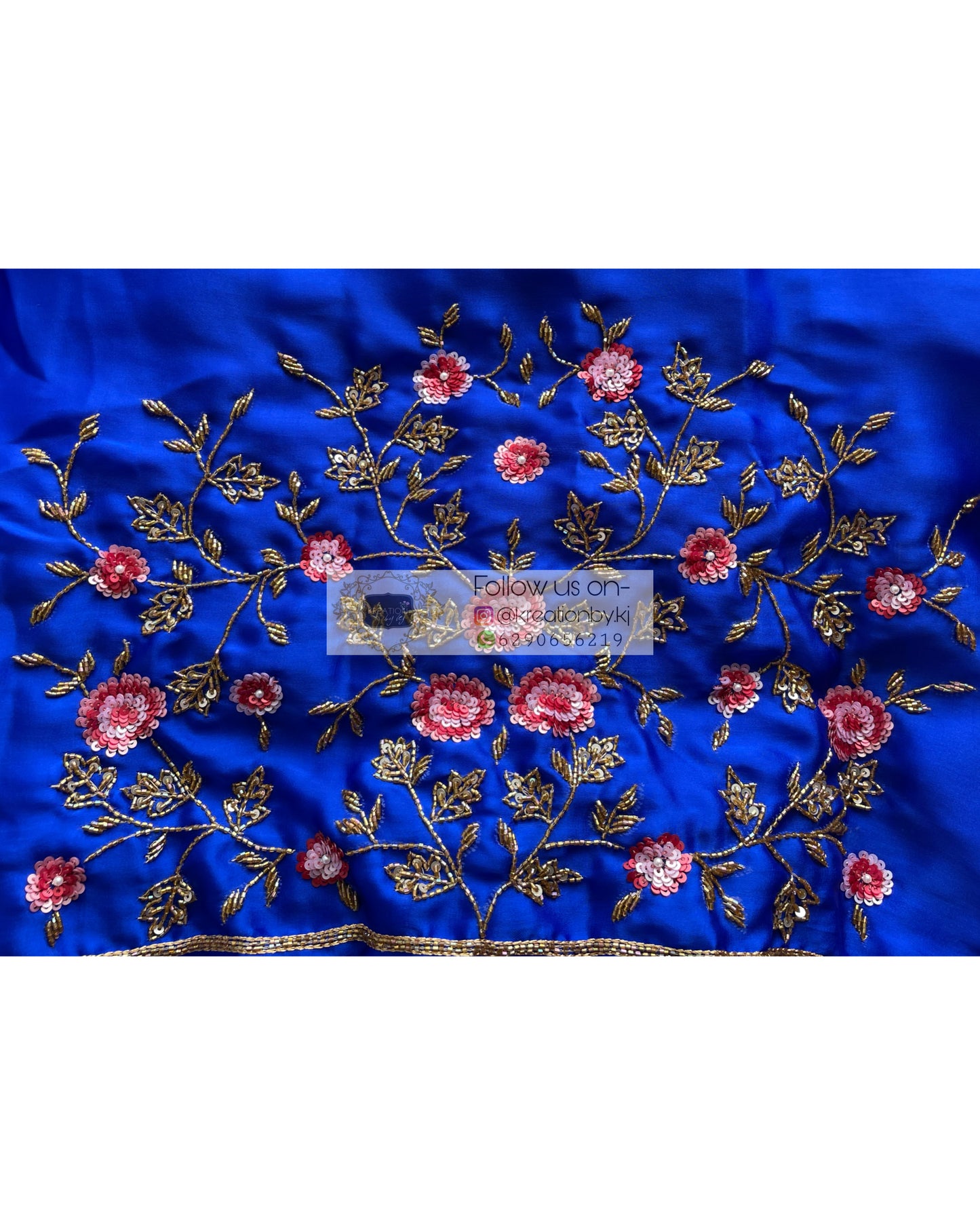 Remember The Roses Royal Blue Crepe Silk Saree - kreationbykj