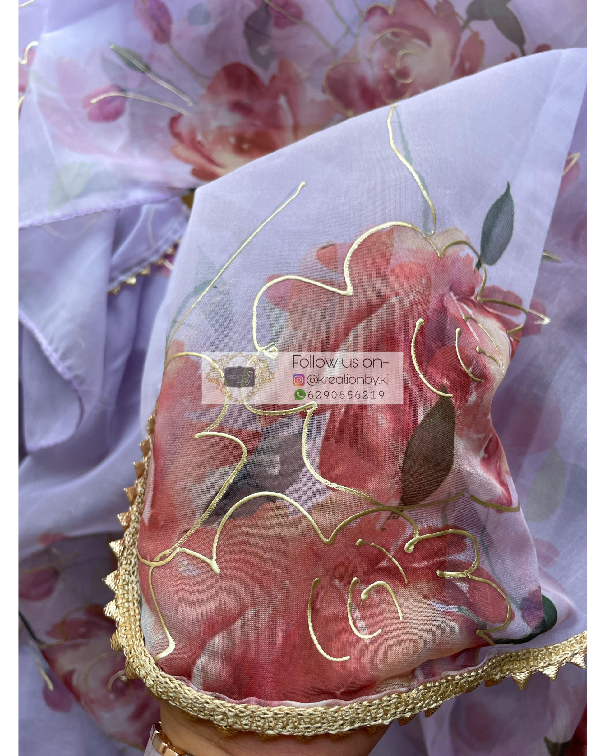 Lilac Rose Organza Saree - kreationbykj