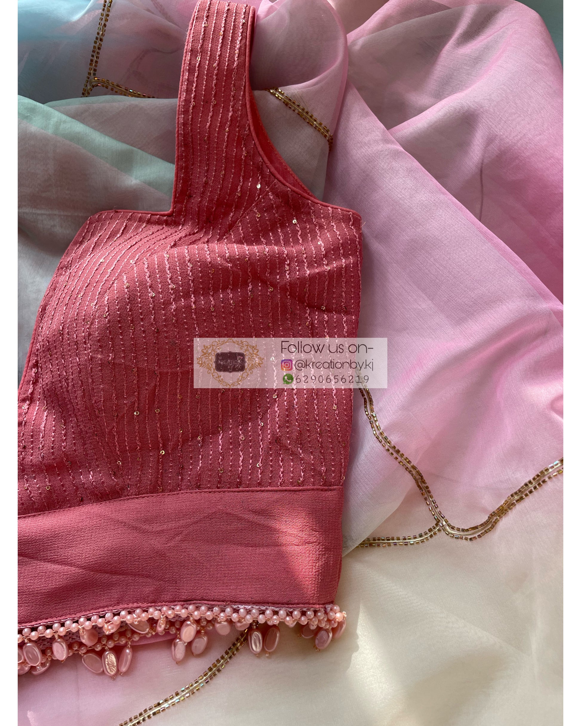 Rosy Pink Deep Plunging Blouse - kreationbykj