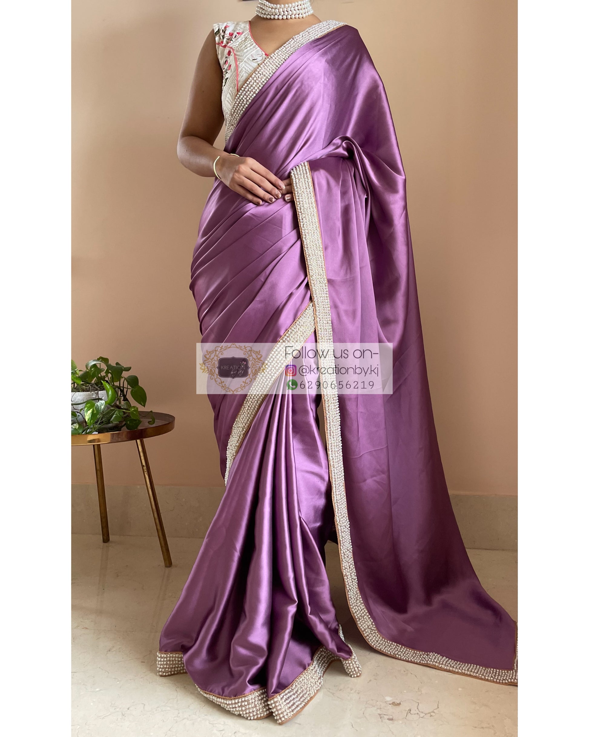 Heather Mother of Pearl Saree - kreationbykj