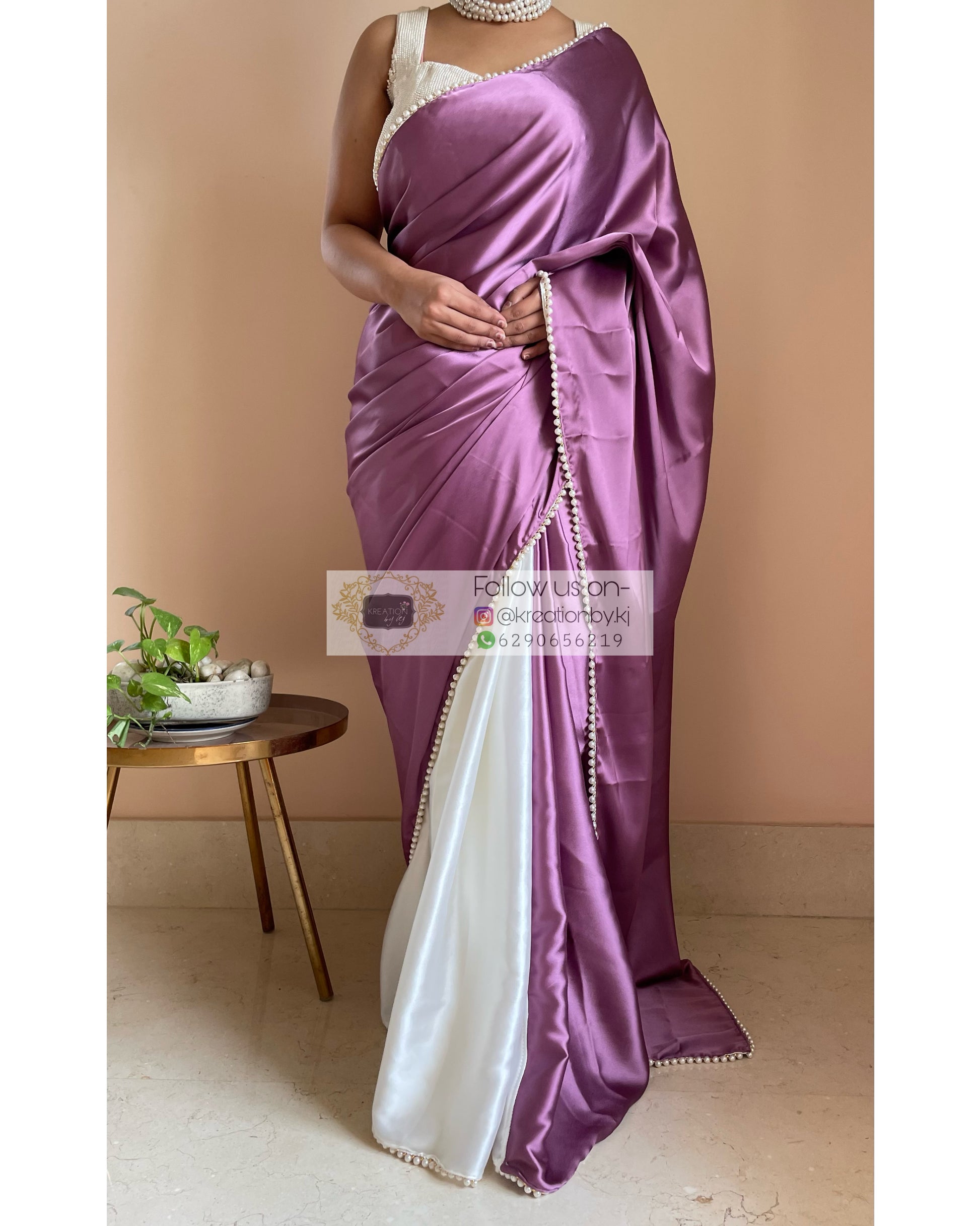 Clematis Two in One Satin Saree - kreationbykj
