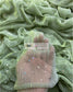 Pastel Green Pleated Shimmer Saree - kreationbykj