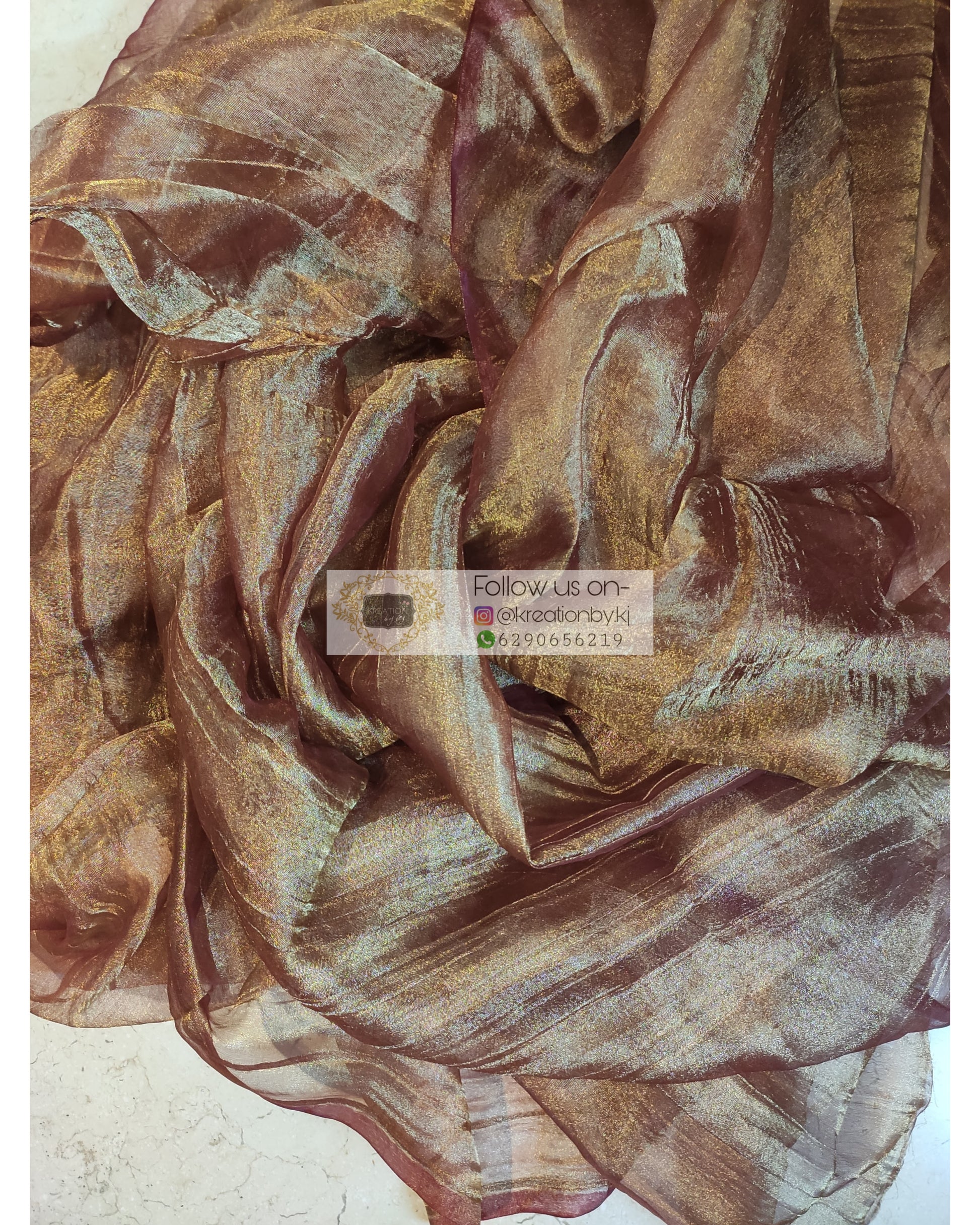 Copper Zari Tissue Saree - kreationbykj