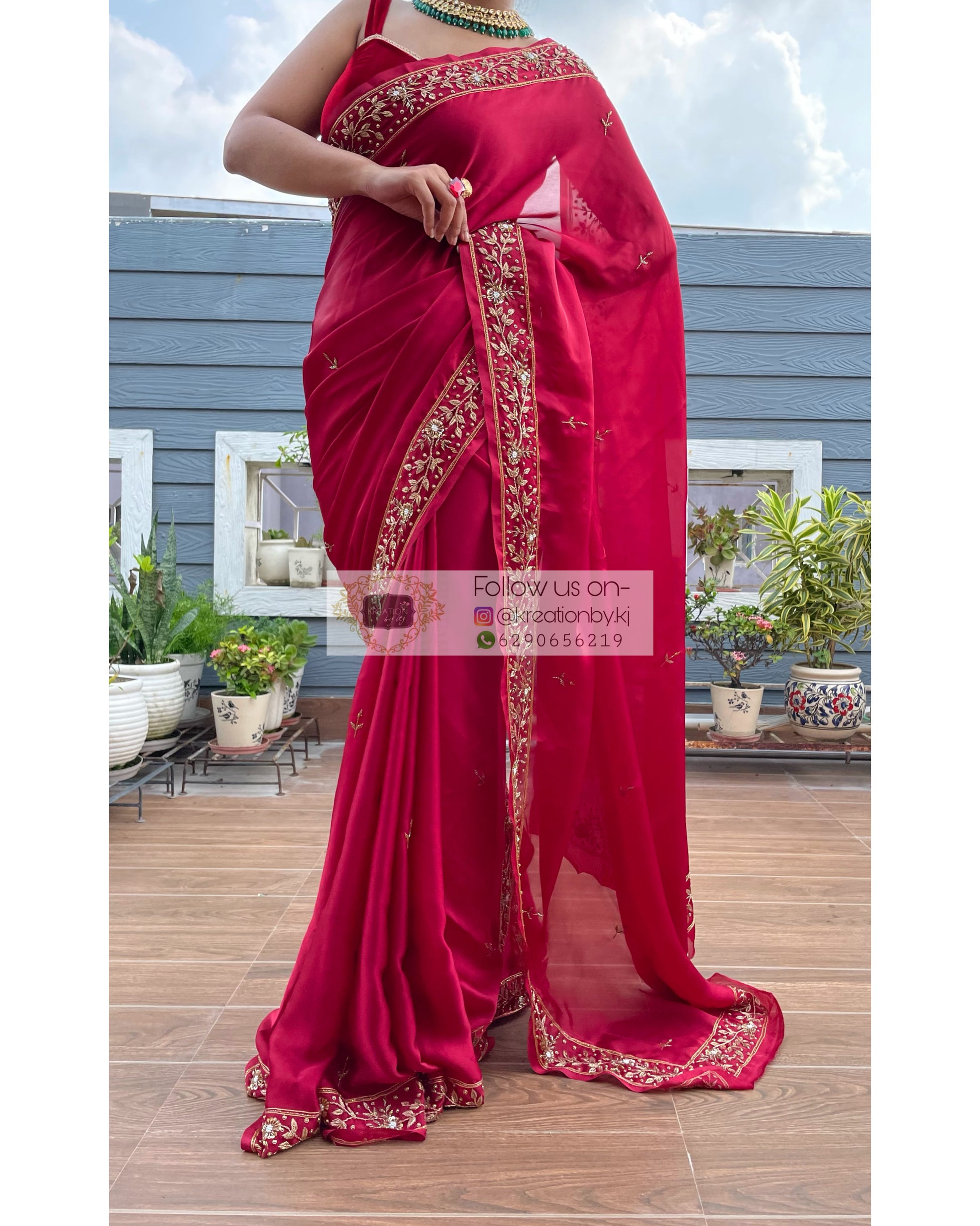 Buy Rhododendron Red Batic Printed Crepe Saree KALKI Fashion India