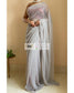 Silver with Polka Dots Pleated Shimmer Net Saree - kreationbykj