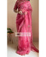 Remember the Roses Pink Glass Tissue Saree - kreationbykj