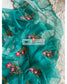 Teal Blue Glass Tissue Rose Dupatta - kreationbykj