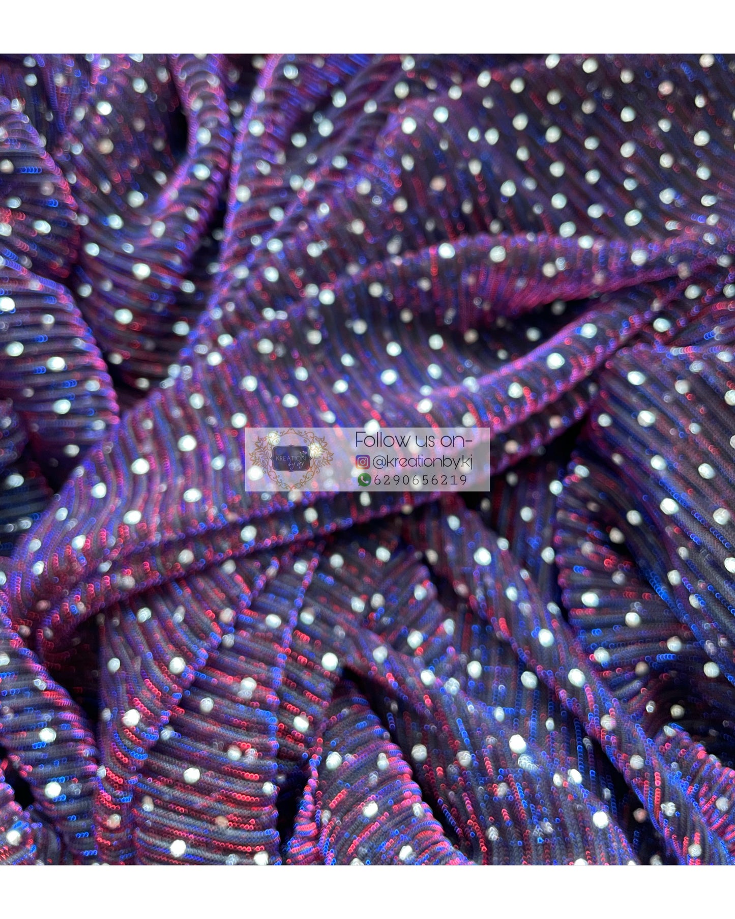 Violet Pleated Shimmer Net Saree - kreationbykj