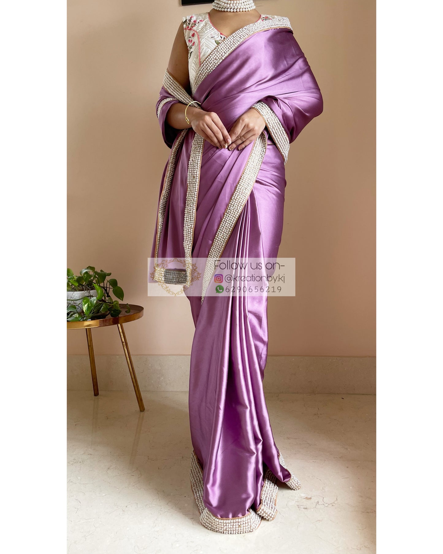 Heather Mother of Pearl Saree - kreationbykj