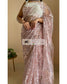 Pale Pink Floral Net Saree - kreationbykj