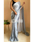 Silver Lining Ombré Crepe Silk Saree with Handmade Tassels on Pallu - kreationbykj