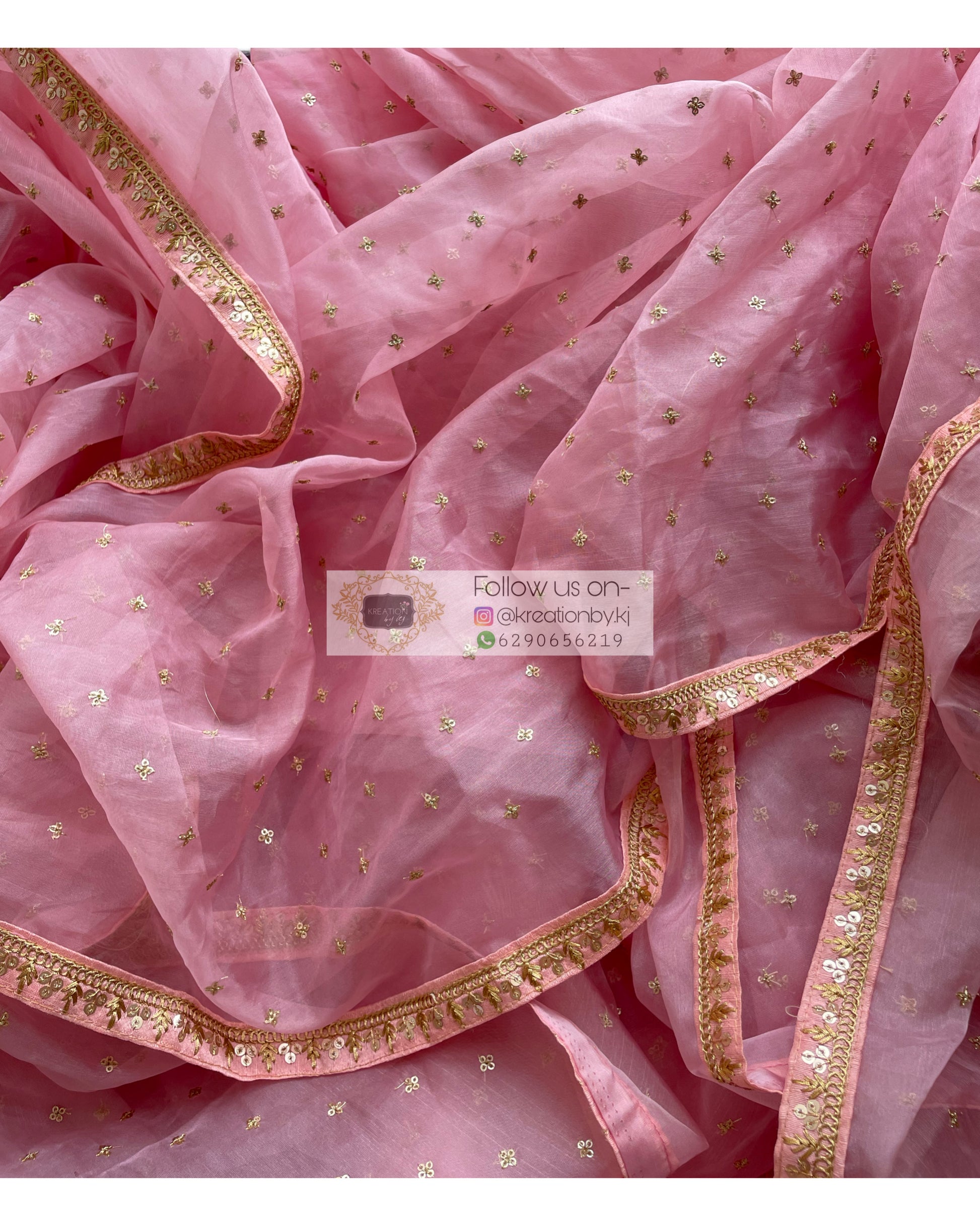 Pink Ragini Organza Saree - kreationbykj