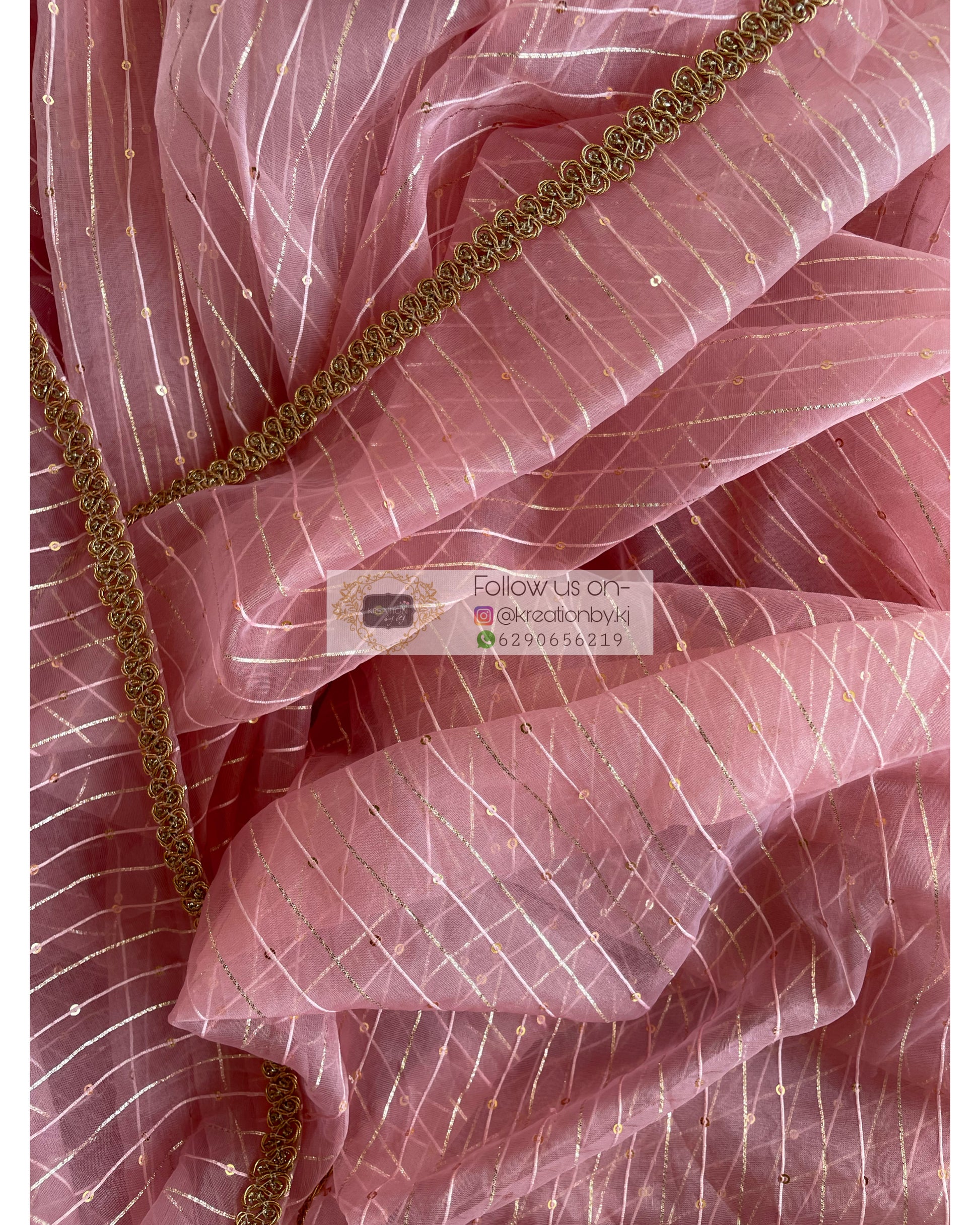 Blush Pink Organza Saree - kreationbykj