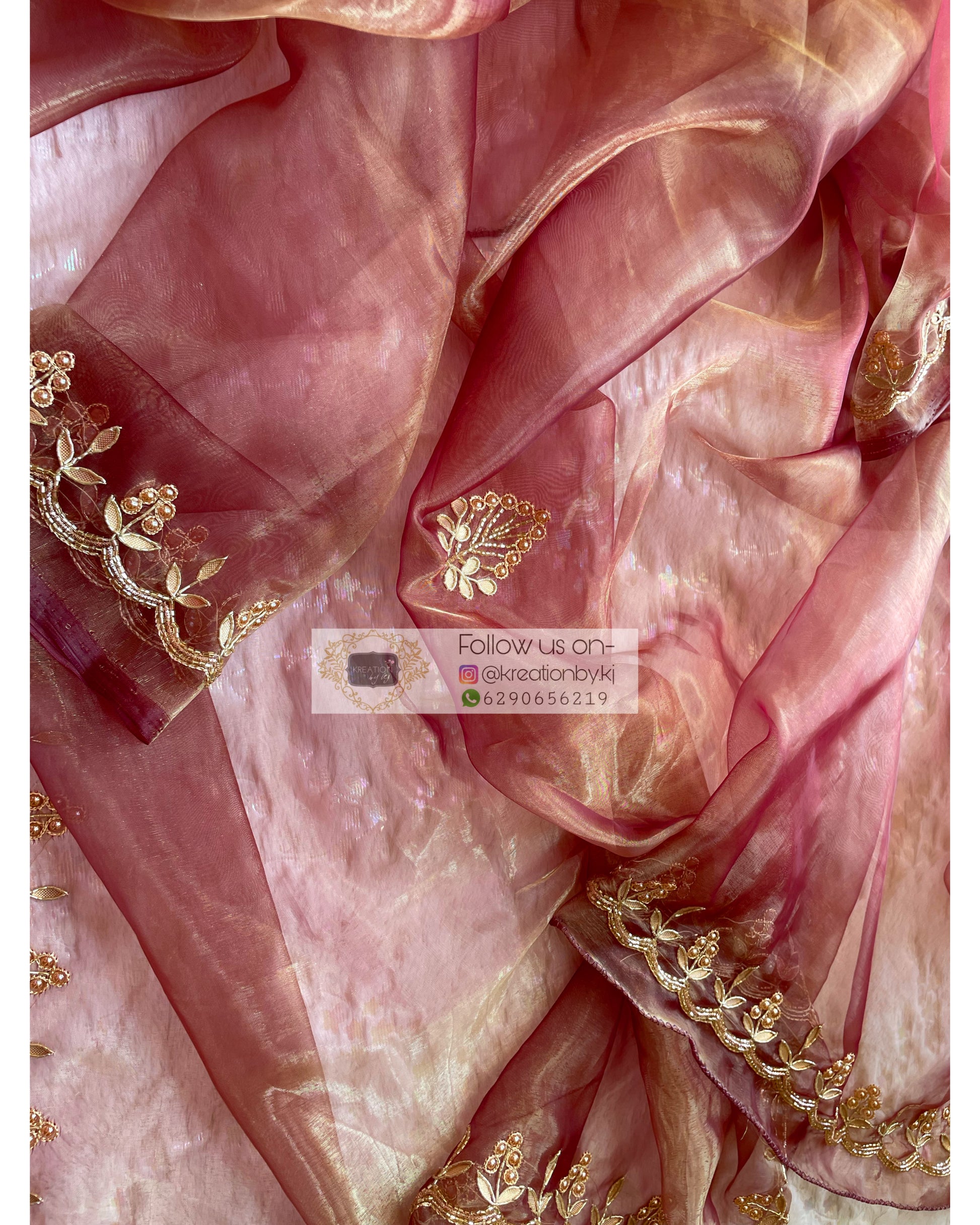 Gold-Brown Glass Tissue Gota Patti Dupatta - kreationbykj